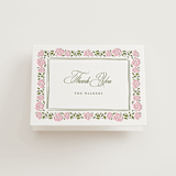 "Vintage Blooms" - Letterpress Wedding Thank You Cards in Pistachio by Creo Study - Front