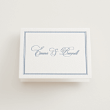 "Maison" - Letterpress Wedding Thank You Cards in Provincial Blue by Megan Davis - Front