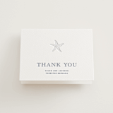 "The Sea" - Letterpress Wedding Thank You Cards in Aegean by Jenna Holcomb - Front