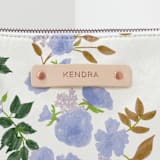 "Botanical Cascade - Peri" - Casual Clutch in Periwinkle by Erin German - Tag Detail