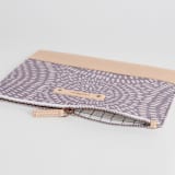 "Circle Line Art" - Casual Clutch in Lavender by Michelle Kirsch - Zipper Detail