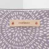 "Circle Line Art" - Casual Clutch in Lavender by Michelle Kirsch - Tag Detail