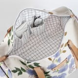 "Botanical Cascade - Peri" - Fillmore Duffle in Periwinkle by Erin German - Interior Back
