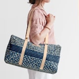 "Basic - Azure" - Fillmore Duffle in Azure by Bethania Lima - On Model