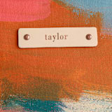 "Shuffle" - Snap Tote in Caribbean by Lindsay Megahed - Tag Detail