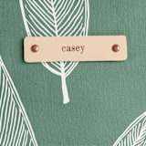 "Sketched Willow Moss" - Snap Tote in Moss by Katharine Watson - Tag Detail