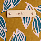 "Wandering" - Snap Tote in Mustard by Alicia Schultz - Tag Detail