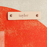 "Abstract Sunset" - Snap Tote in Sunset by Michelle Taylor - Tag Detail