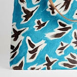 "Birds in Flight" - Snap Tote in Turquoise by Michelle Fifis - Fabric Detail