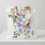 "Botanical Cascade - Peri" - Snap Tote in Periwinkle by Erin German - Snap Tote
