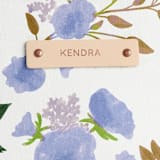 "Botanical Cascade - Peri" - Snap Tote in Periwinkle by Erin German - Tag Detail