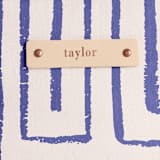 "Taos - Peri" - Snap Tote in Periwinkle by Anna Elder - Tag Detail