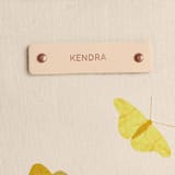 "paper butterflies" - Snap Tote in Beige by Kamala Nahas - Tag Detail