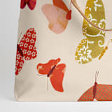 "paper butterflies" - Snap Tote in Beige by Kamala Nahas - Fabric Detail