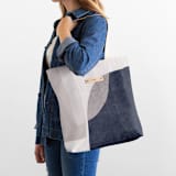 "Converging" - Snap Tote in Denim by Carrie Moradi - On Model