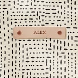 "Pathways" - Snap Tote in Black & White by Ann Gardner - Tag Detail