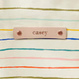 "Painted Stripes" - Snap Tote in Rainbow by Lauren Richel Kelly - Tag Detail