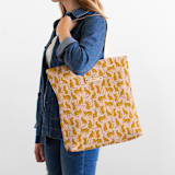 "Cat Lounge" - Snap Tote in Blush by Betsy Siber - On Model