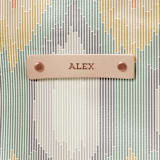 "Boho Ikat" - Snap Tote in Boho by Erin Deegan - Tag Detail