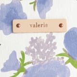 "Botanical Cascade - Peri" - Carry-All Slouch Tote in Periwinkle by Erin German - Tag Detail