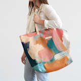 "Shuffle" - Carry-All Slouch Tote in Caribbean by Lindsay Megahed - On Model