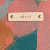 "Shuffle" - Carry-All Slouch Tote in Caribbean by Lindsay Megahed - Tag Detail