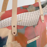 "Shuffle" - Carry-All Slouch Tote in Caribbean by Lindsay Megahed - Interior Detail