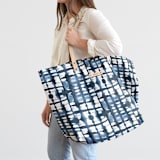 "Into the blues" - Carry-All Slouch Tote in Indigo by Miranda Mol - On Model