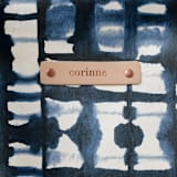 "Into the blues" - Carry-All Slouch Tote in Indigo by Miranda Mol - Tag Detail