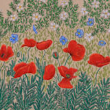 "Late Spring Morning II" - Original Drawings in red by Janie Allen