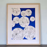 "Early to the Party" - Original Drawings in blue by Janie Allen