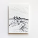 "Country Landscape - 5x7 drawing" - Original Drawings in white by Weronika Zubek