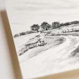 "Country Landscape - 5x7 drawing" - Original Drawings in white by Weronika Zubek