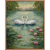 "Swans" - Original Painting in blue by Wendy Keller