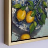 "Lemons on a Plate" - Original Painting in blue by Wendy Keller