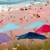 "Beach Umbrellas" - Original Painting in multicolor by Lindsay Megahed