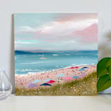 "Beach Umbrellas" - Original Painting in multicolor by Lindsay Megahed