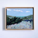 "on a spring walk" - Original Painting in blue by Lottie Aldarwish