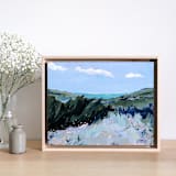 "on a spring walk" - Original Painting in blue by Lottie Aldarwish
