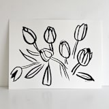 "Les Tulipes" - Original Painting in black by Mary Gaspar