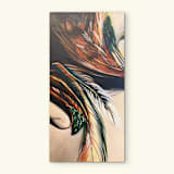 "Feathered Fly" - Original Painting in brown by Mandy Trimble Leonard