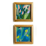 "Punctuating Blooms Pair" - Original Painting in green by Jessalin Beutler