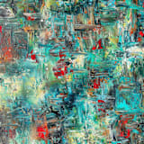 "Aquatic Blooms | Oversized Painting on Canvas" - Original Painting in green by Carmen Guedez