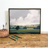 "Late Fog" - Original Painting in gray by Stephanie Goos Johnson