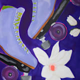 "Skates & Blooms" - Original Painting in multicolorassorted-colors by Nicole Simms