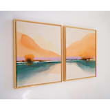 "Orange Sunset Scenery no.1" - Original Painting in orange by Shina Choi