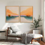 "Orange Sunset Scenery no.1" - Original Painting in orange by Shina Choi