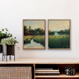 "Autumn River" - Original Painting in green by Wendy Keller
