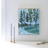 "Under the Trees (Framed)" - Original Painting in blue by Lottie Aldarwish