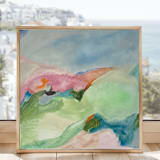 "Earth and Sky Abstract Landscape" - Original Painting in green by Hilary L Hahn